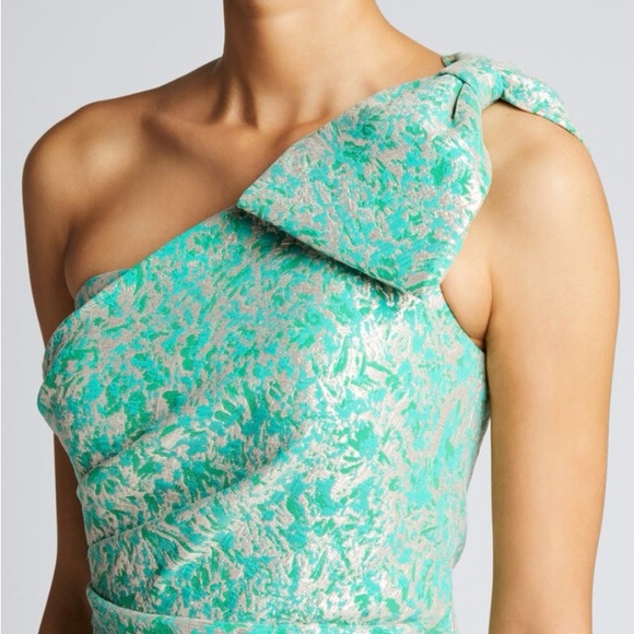 Rickie Freeman for Teri Jon Green Sequin Asymmetrical Gown - Picture 2 of 4